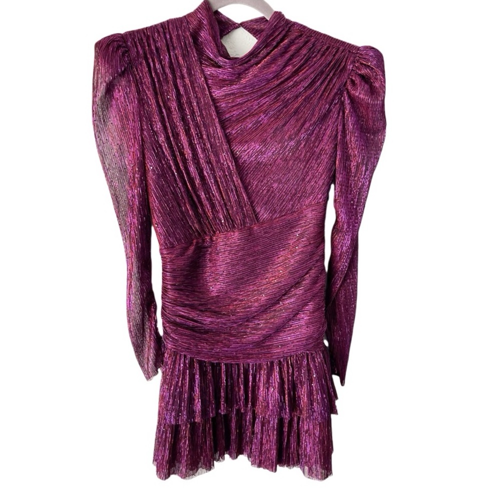 Sabina Musayev Metallic Purple Dress
